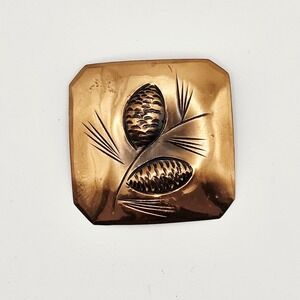 VTG Stuart Nye Brooch Pine Cone Signed Copper Pin 3D Hand Wrought 1950's 1.75"